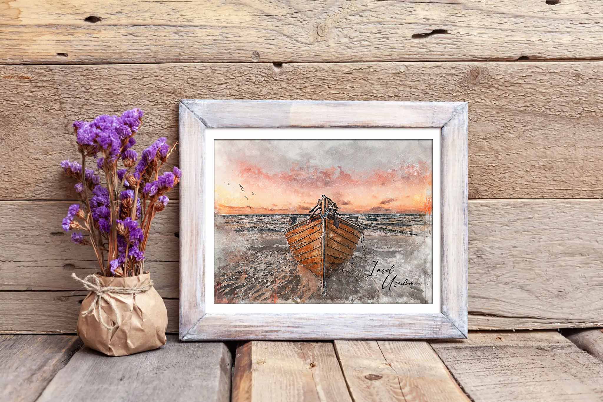 Maritimer Kunstdruck „Insel Usedom“ – Aquarell Fischerbootsbug Stubbenfelde – Bild 3