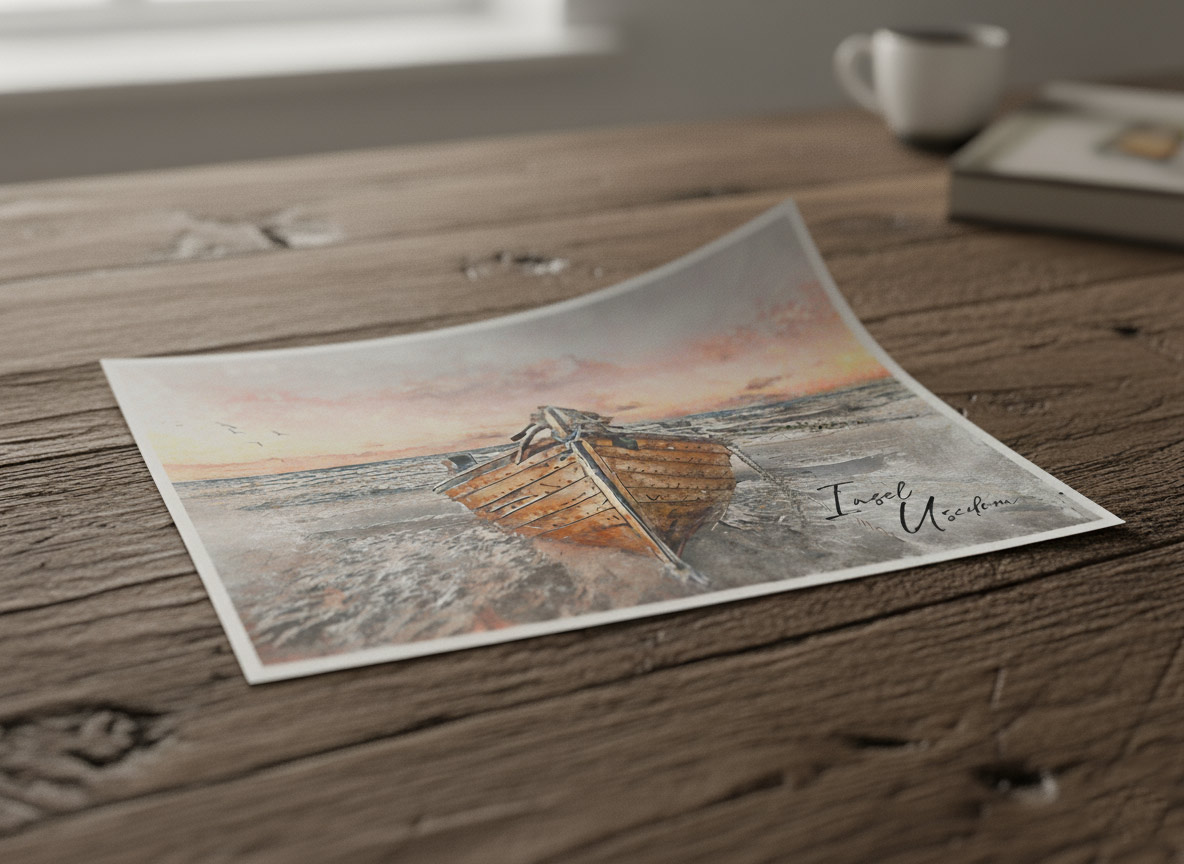 Maritimer Kunstdruck „Insel Usedom“ – Aquarell Fischerbootsbug Stubbenfelde – Bild 4