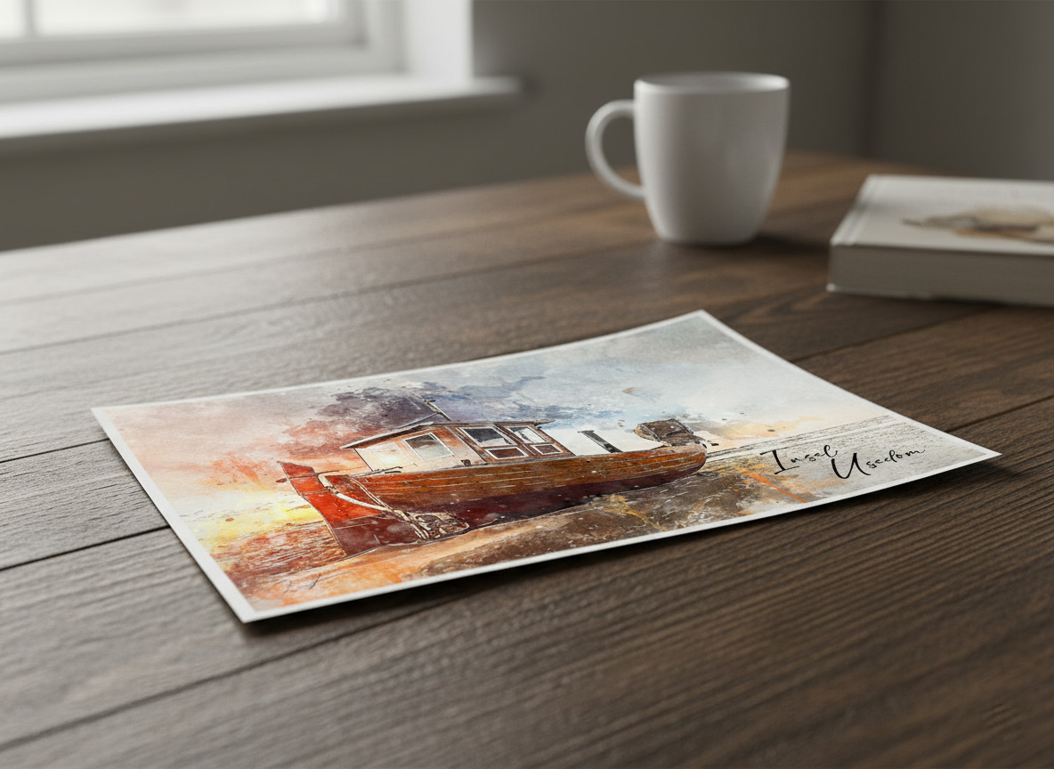 Maritimer Kunstdruck „Insel Usedom“ – Aquarell Fischerboot – Bild 4