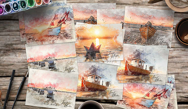 Kunstdruck „Insel Usedom“ Maritimes Aquarellmotiv