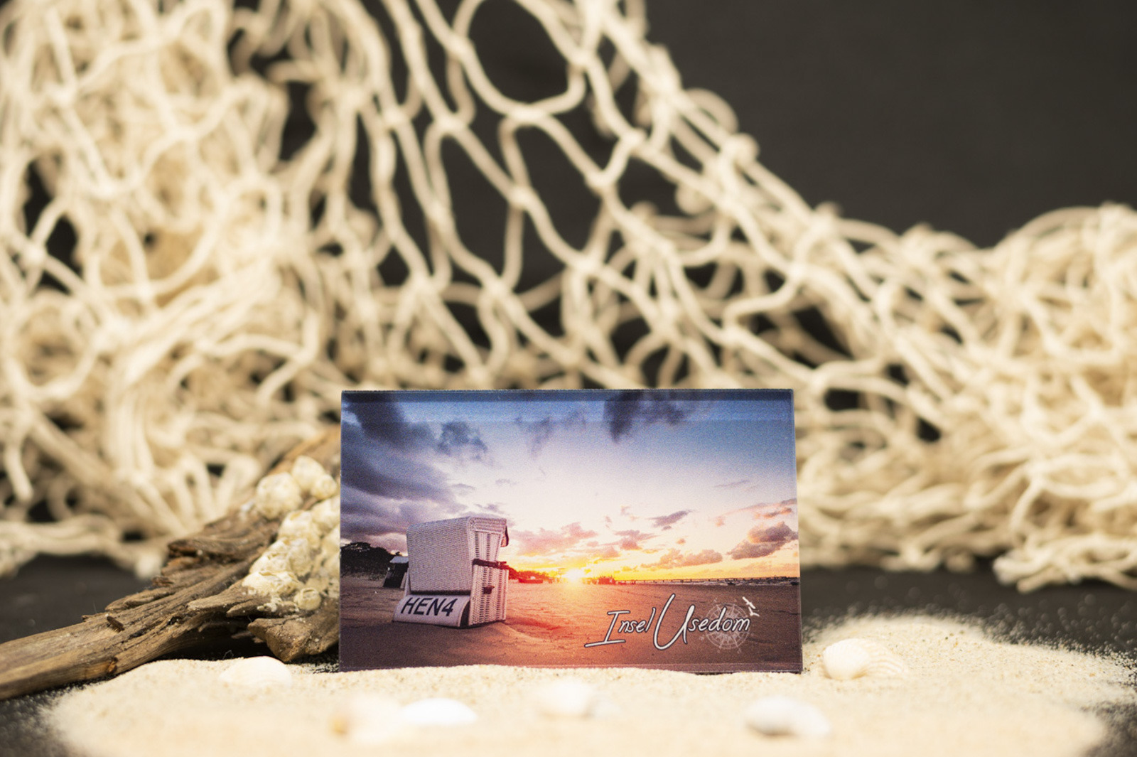 Fotomagnet Strandkorb im Sonnenuntergang