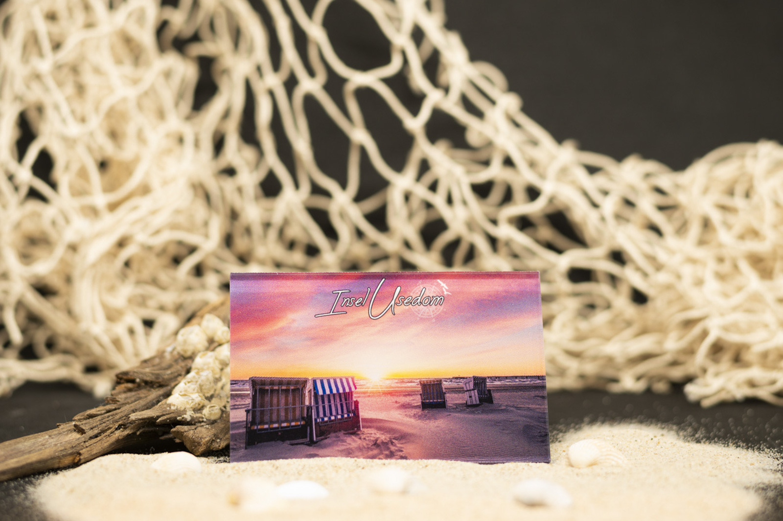Fotomagnet Strandkörbe im Sonnenaufgang am Ahlbecker Ostseestrand