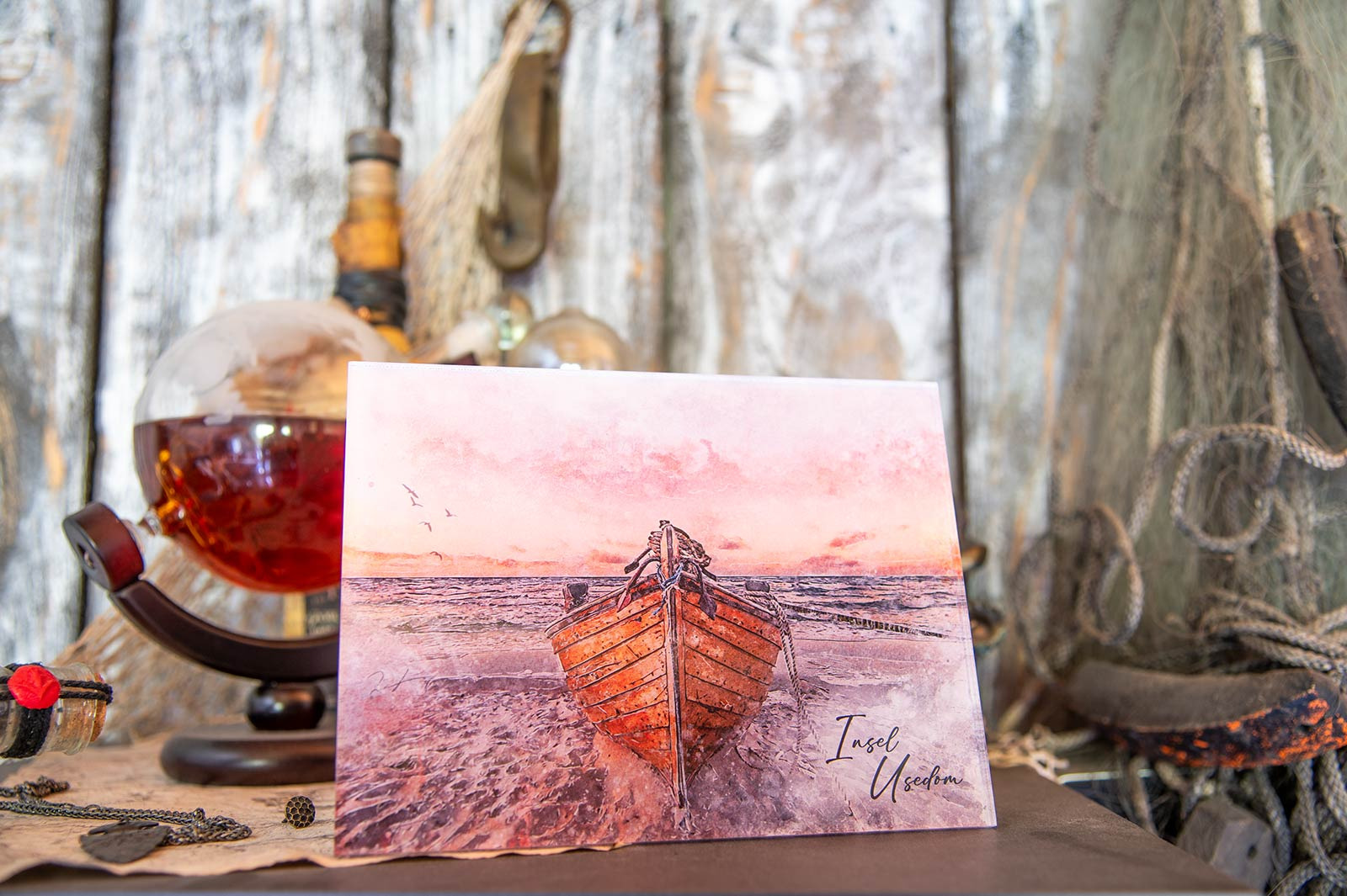 Maritimes Aquarellmotiv auf Acrylglas Boot Bug – Insel Usedom – Bild 3