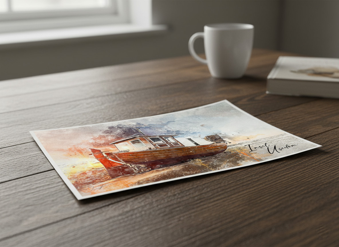 Maritimer Kunstdruck „Insel Usedom“ – Aquarell Fischerboot – Bild 4