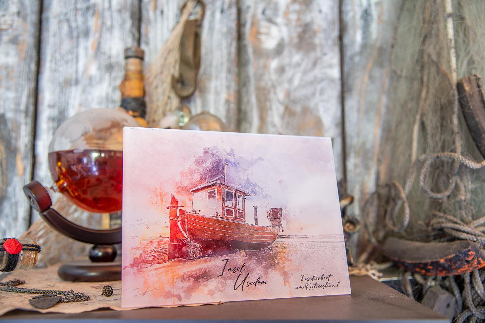 Maritimes Aquarellmotiv Fischerboot – Insel Usedom – Bild 2