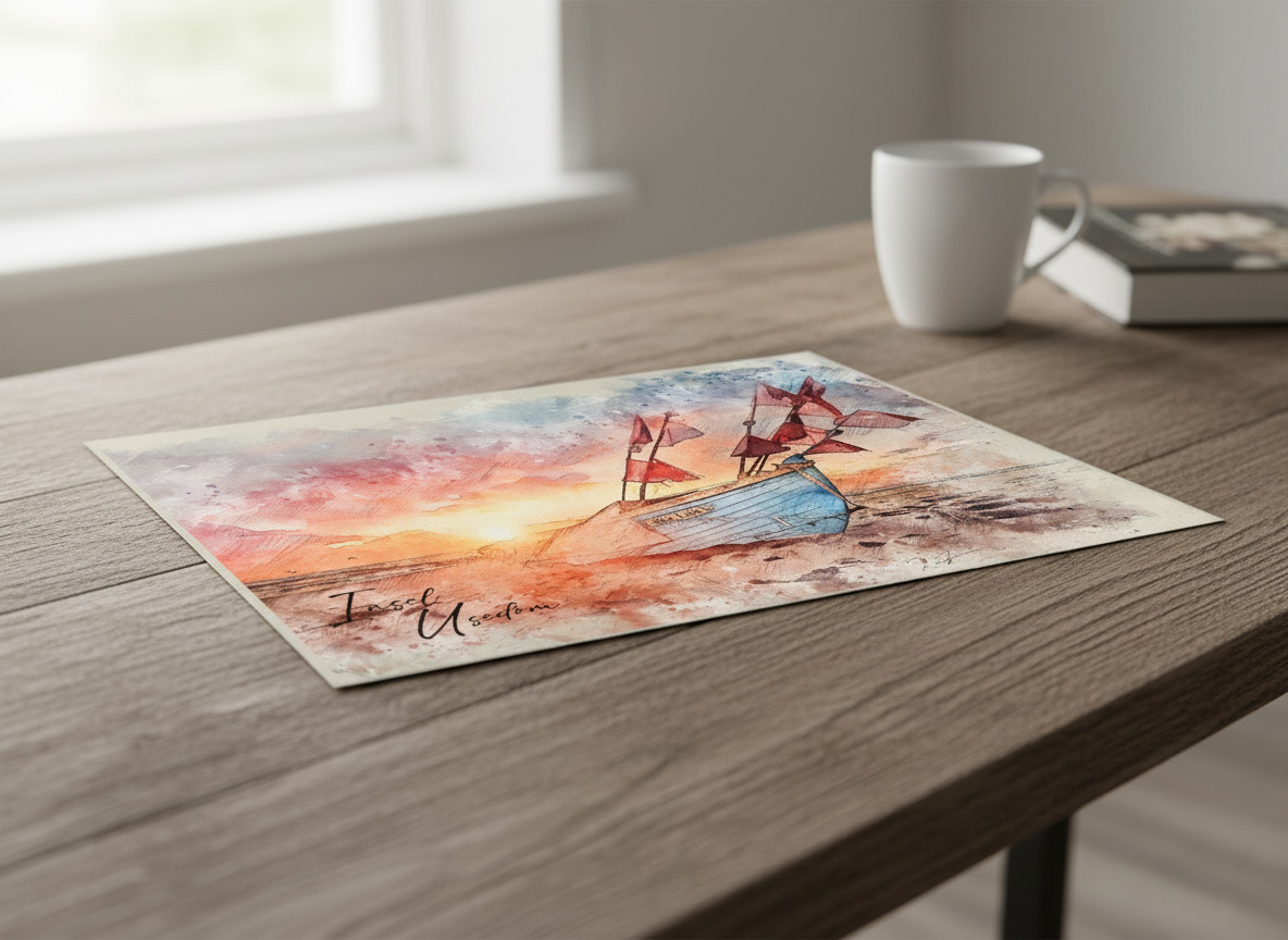 Maritimer Kunstdruck „Insel Usedom“ – Aquarell Fischerboot Stubbenfelde – Bild 4