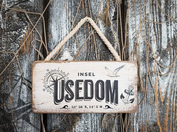 Maritimes Vintageschild "Insel Usedom"